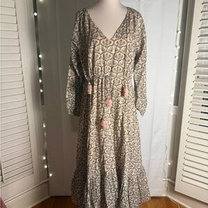 Roller Rabbit Cream Tiered Ruffled Sundress